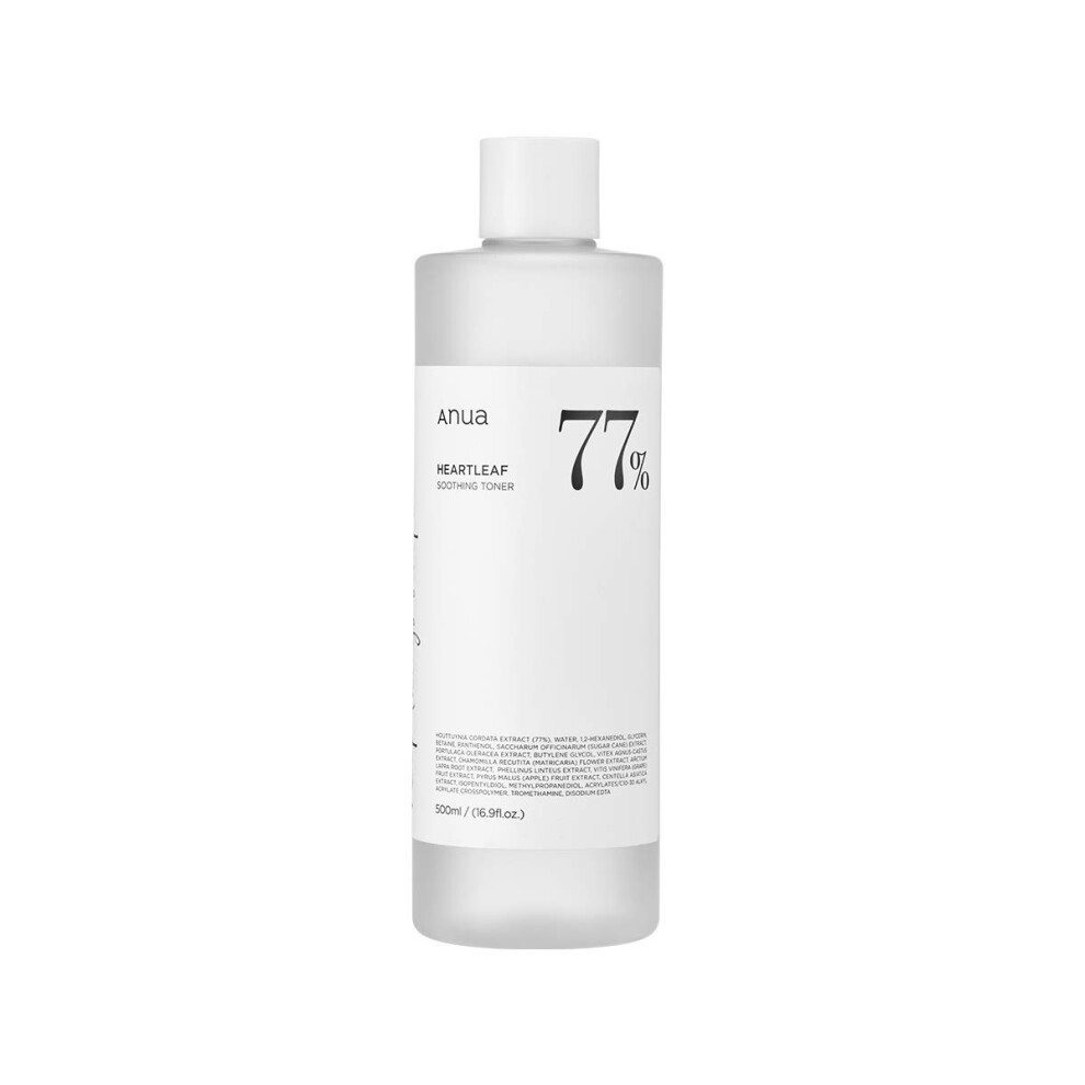 ANUA Heartleaf 77% Soothing Toner I pH 5.5 Skin Trouble Care, Calming Skin, Refreshing, Purifying (500ml / 16.9 fl.oz.)