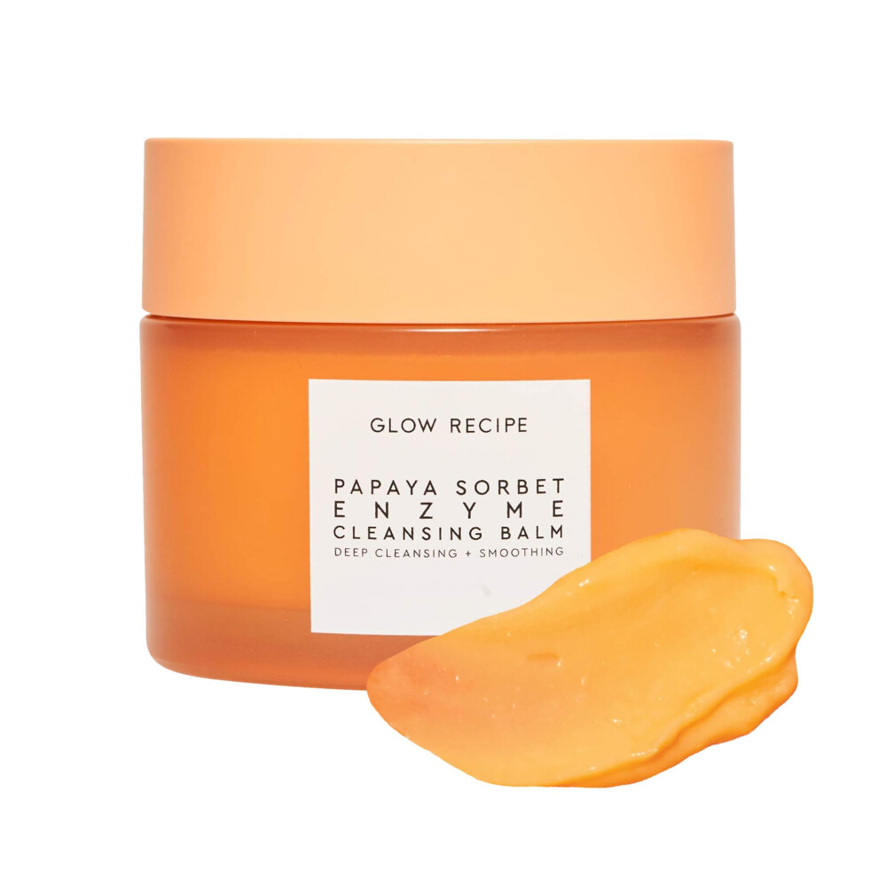 Glow Recipe Papaya Enzyme Cleansing Balm Makeup Remover - Gentle Exfoliator, Makeup Melting Balm & Face Cleanser for Women - Exfoliating Face Wash to