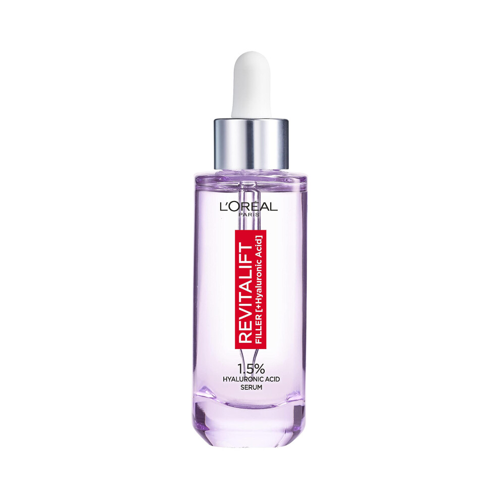 L'Or?al Paris Hyaluronic Serum, Revitalift Filler, Anti-Ageing Face Care, Anti-Wrinkle, with 1.5% Pure Hyaluronic Acid and Vitamin C, 50 ml