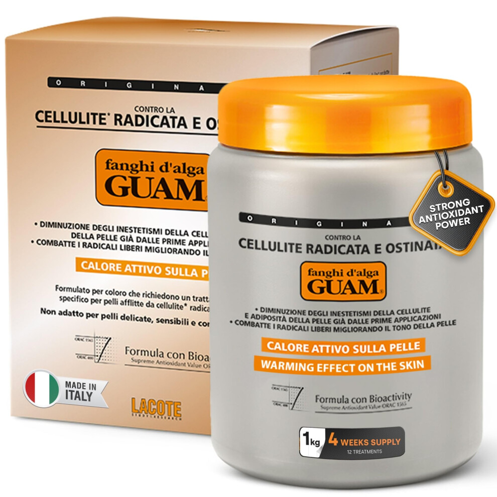 Guam Seaweed Mud Stubborn & Deeply Rooted Anti Cellulite Treatment - 1Kg Antioxidant Hot Body Mask Cellulite Remover For Legs & Thighs - Skin Firming