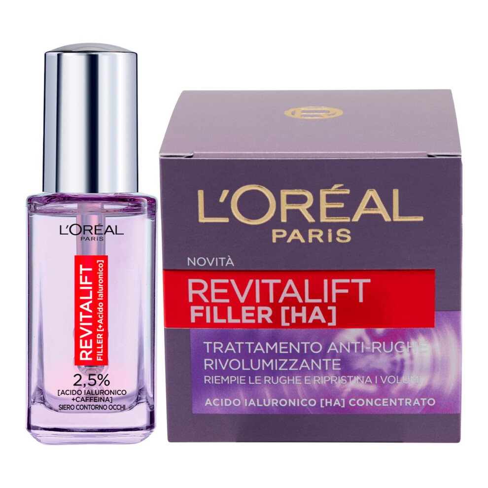 L'Or?al Paris Revitalift Filler Anti-Wrinkle Face Cream Volumizing Anti-Wrinkle Treatment with Hyaluronic Acid 50ml + Revitalift Eye Contour Serum
