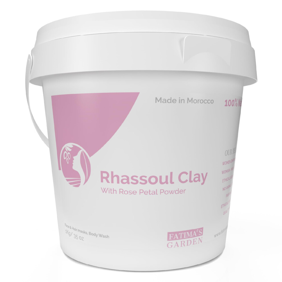 Fatima's Garden Rhassoul With Rose Petals - Soothing Face & Hair Mask, 1Kg