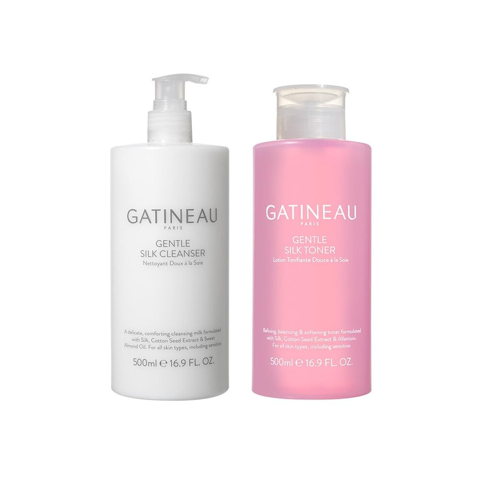 Gatineau - Gentle Silk Cleanser and Facial Toner Duo Set, for Hydrated and Smooth Skin, for All Skin Types, (2 x 500ml)