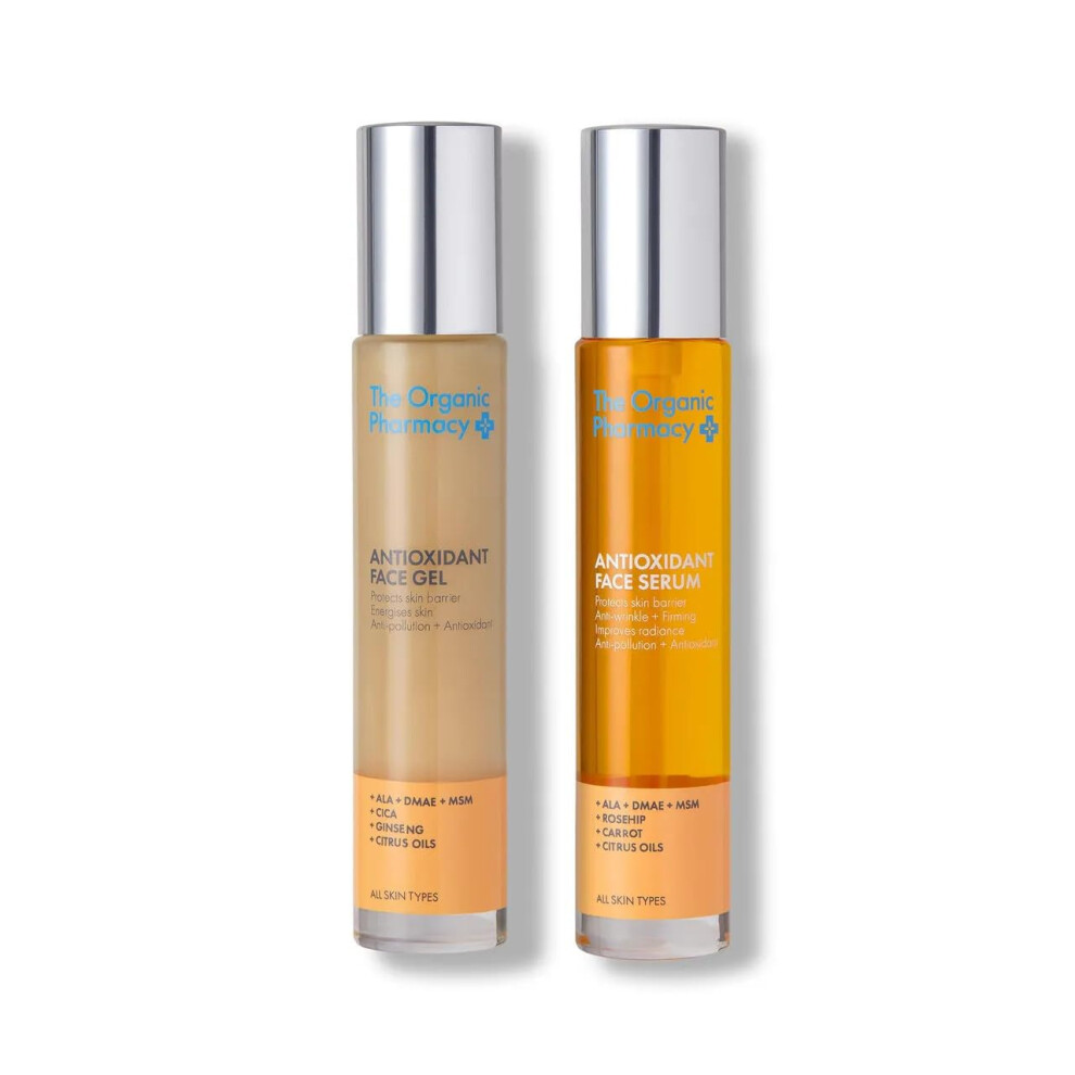 The Organic Pharmacy Antioxidant Face Duo, 35Ml X 2* - Gel And Serum Duo - "Face Lift In A Bottle" - Anti-Ageing Action - Antioxidants And Vitamin