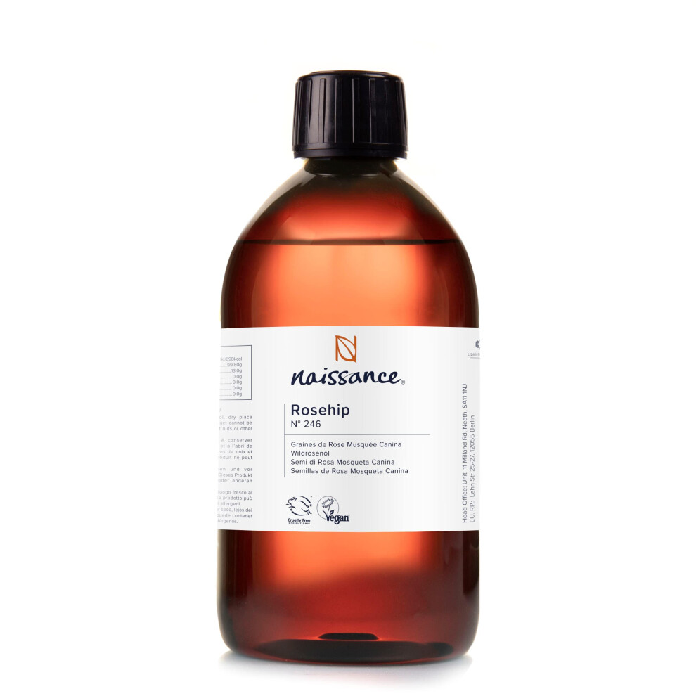 Naissance Rosehip Seed Oil (No. 246) - 450Ml - 100% Natural, Hydrating, Nourishing Moisturising - For Skin, Face, Hair, Body - Vegan