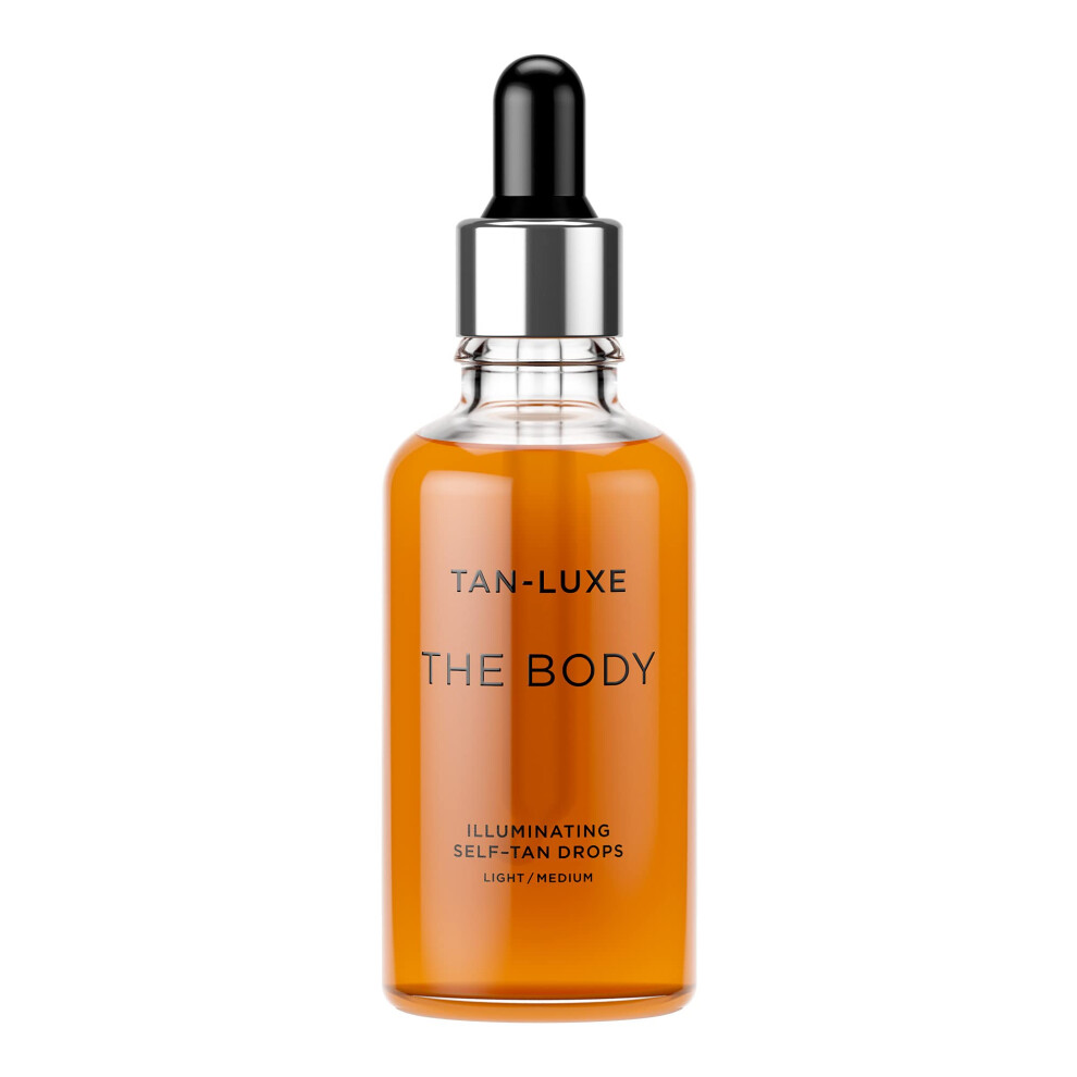 Tan-Luxe THE BODY Self Tan Drops, Light/Medium (50 ml) Add Tanning Drops to Skin Care for Custom Body Tan, Cruelty Free & Vegan