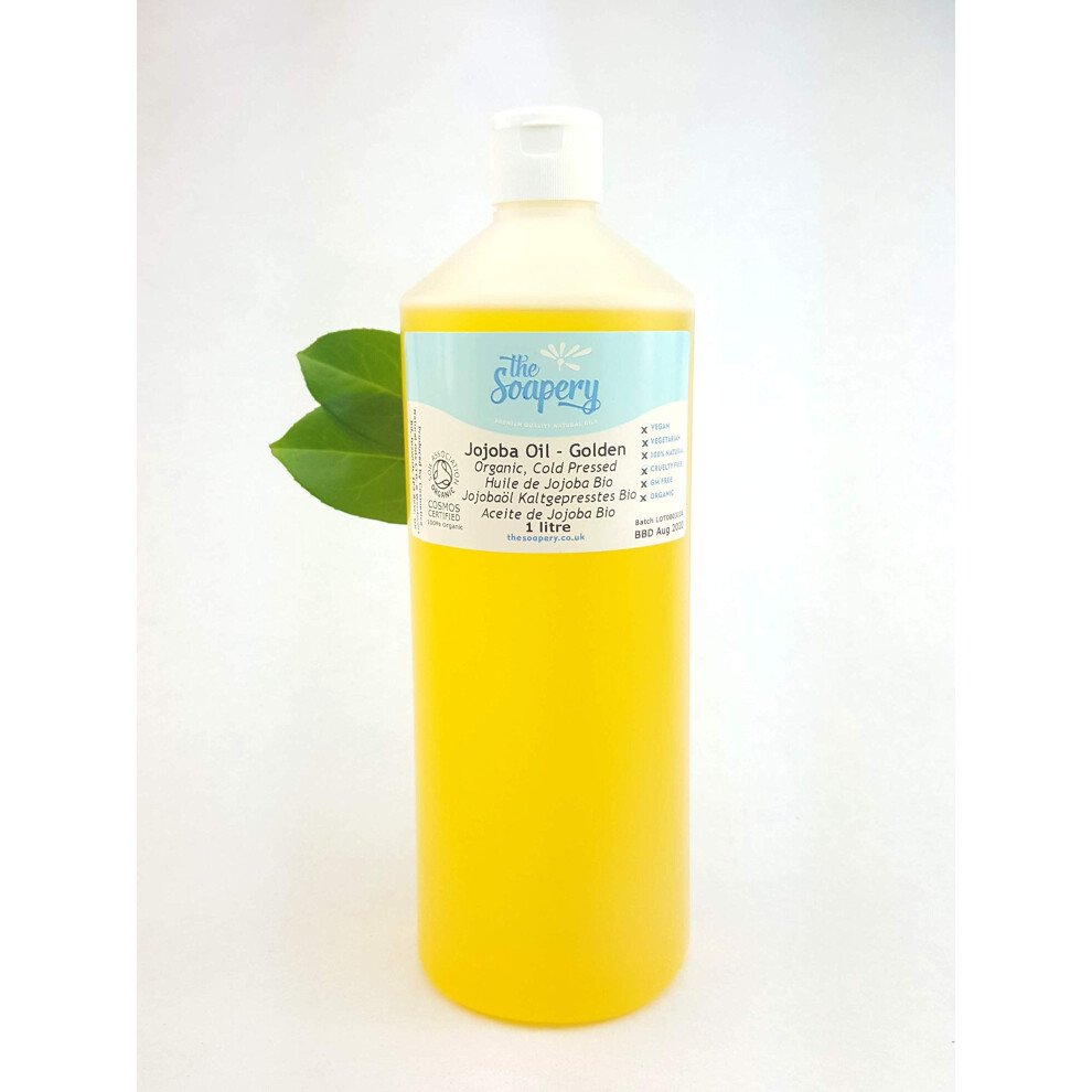 The Soapery Golden/Yellow Jojoba Oil Organic Cold Pressed 1 Litre - 100% Pure