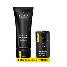 Lumin - Dynamic Duo - Skin Care kit for Men - Includes: Charcoal Face Wash Daily Detox & Daily Face Moisturiser,Suitable for all skin types, Daily
