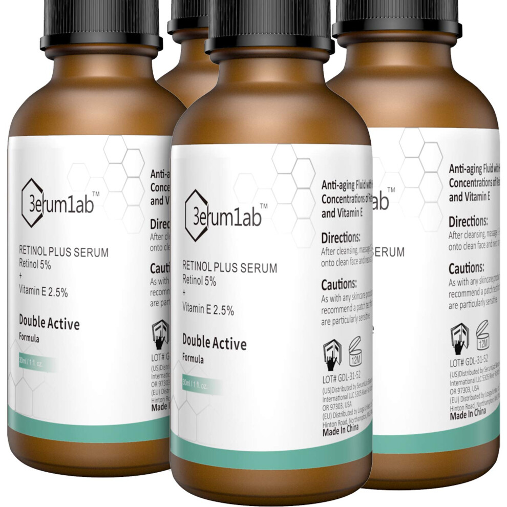 3Erum1ab Retinol Serum High Strength For Face And Skin, Unique Double Active Ingredients Of Retinol & Vitamin E, Synthetic Effect To Reduce Wrinkle, And Dark