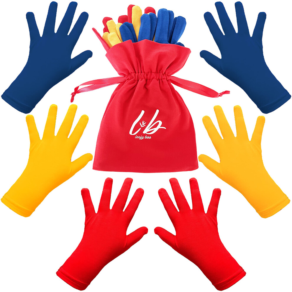 Leafy Boo Bamboo Gloves For Eczema, Kids Age 6-8, Dry Hands, Moisturising Gloves For Children Overnight, 3 Pairs
