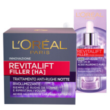 L'Or?al Paris Revitalift Filler Facial Serum Plumping Action + Revitalift Filler Anti-Wrinkle Volumizing Night Facial Treatment Cream - 2 Treatments