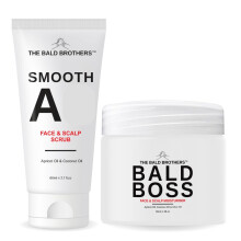 The Bald Brothers Bald Head Care Set | Complete Natural Bald Head Care | Daily Skincare Set For Men | Cleanse, Exfoliate & Moisturise | 60-90 Day