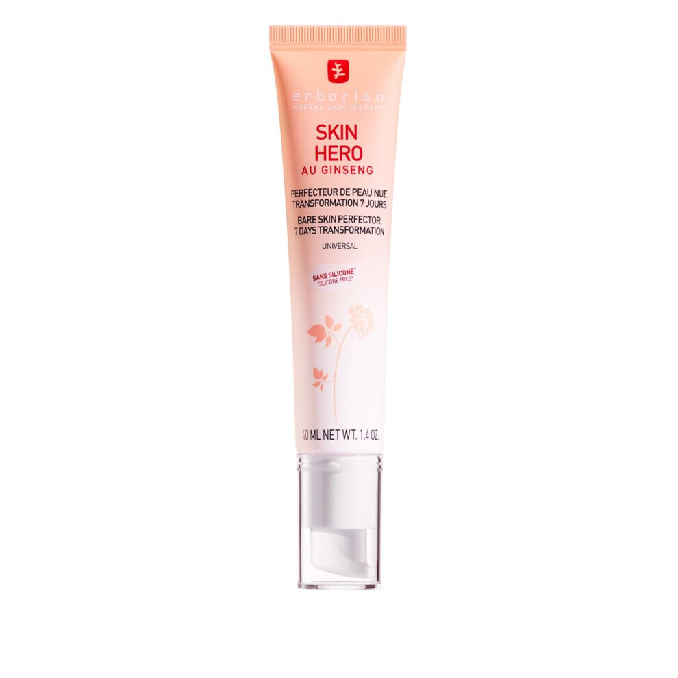 Erborian White Skin Hero With Ginseng - 7 Day Nude Skin Perfecting Untinted Face Care With Hyaluronic Acid - Korean Cosmetic Face Care - 40 Ml