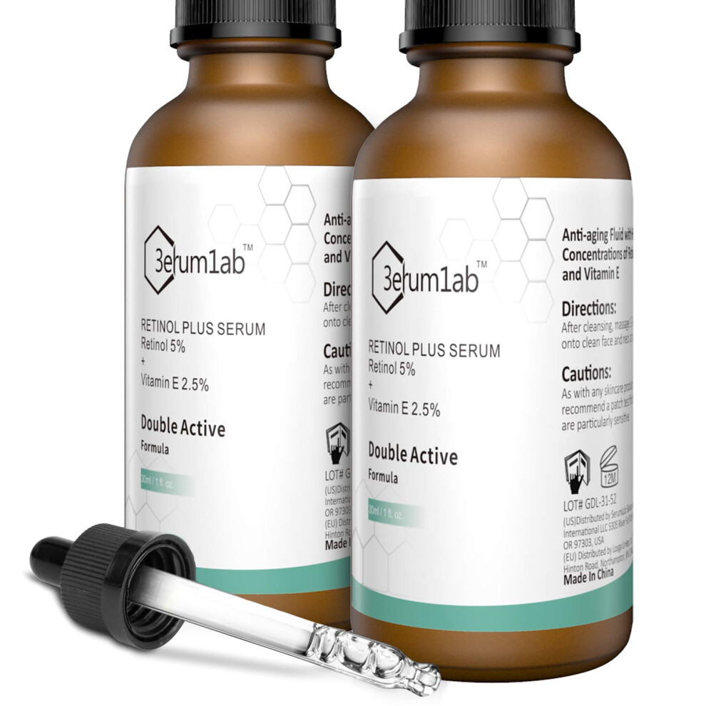 3Erum1ab Retinol Serum High Strength For Face And Skin, Unique Double Active Ingredients Of Retinol & Vitamin E, Synthetic Effect To Reduce Wrinkle, And Dark