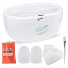 Paraffin Wax Heater for Hands and Feet by Herkea, Paraffin Wax Bath, Peach Scented Premium Paraffin Wax Blocks x 2, Hand and Feet Mittens, Disposable