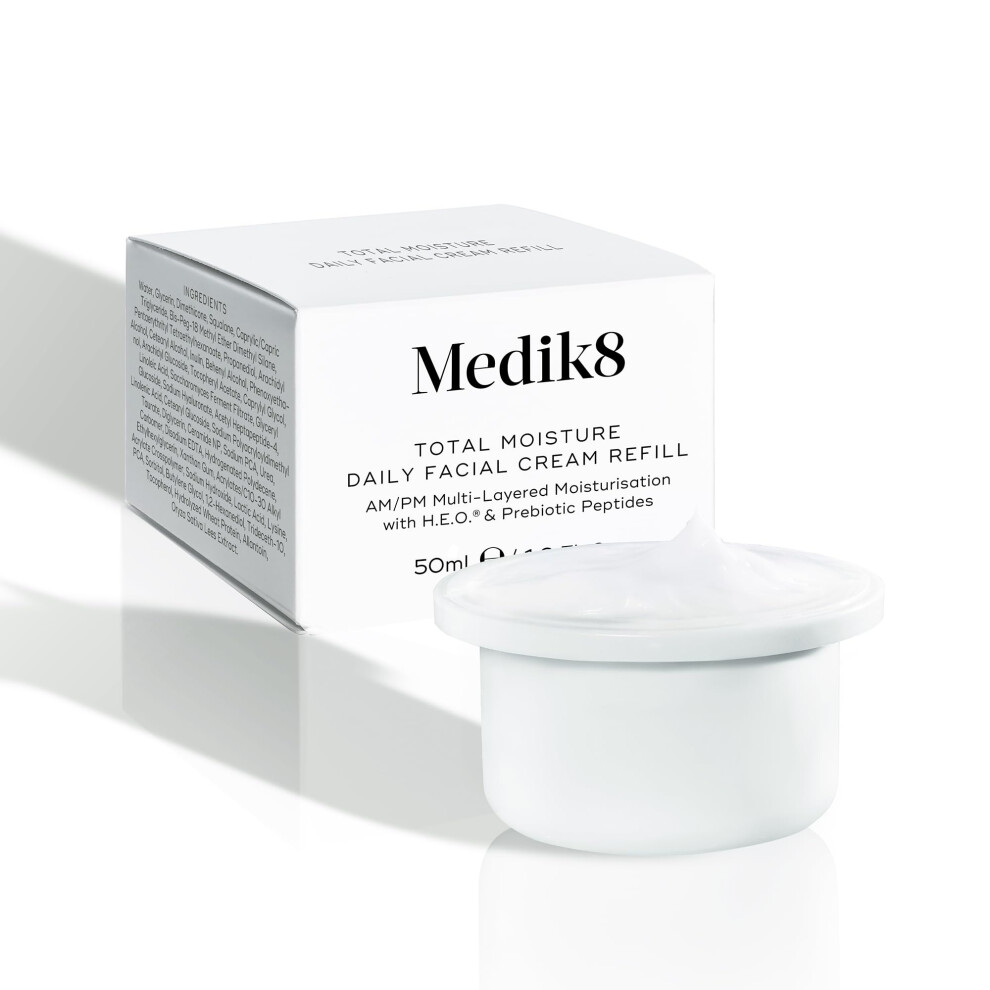 Medik8 Total Moisture Daily Facial Cream Refill Pod Hyaluronic Acid Moisturiser, Day and Night Face Cream, Clinically Proven Instant & Lasting