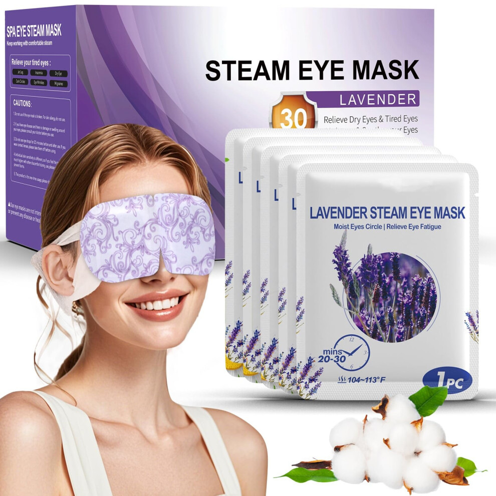 Bemylady Dark/Lavender Self Heating Eye Mask For Circles And Puffiness Soothing Headache Relief, Steam Eye Masks For Sleeping,Puffy Eyes,Travel