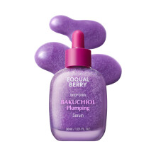EQQUALBERRY Bakuchiol Plumping Serum - Pore and Wrinkle Minimiser | Retinol Alternative for Sensitive Skin | Improves Strength and Elasticity with