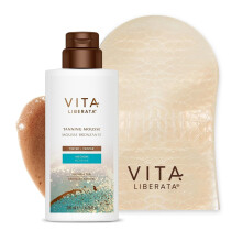 VITA LIBERATA, Tinted Tanning Mousse Medium 200ml & Mitt Bundle, Fast Drying Formula, Tinted for even & streak-free application, Natural & Organic