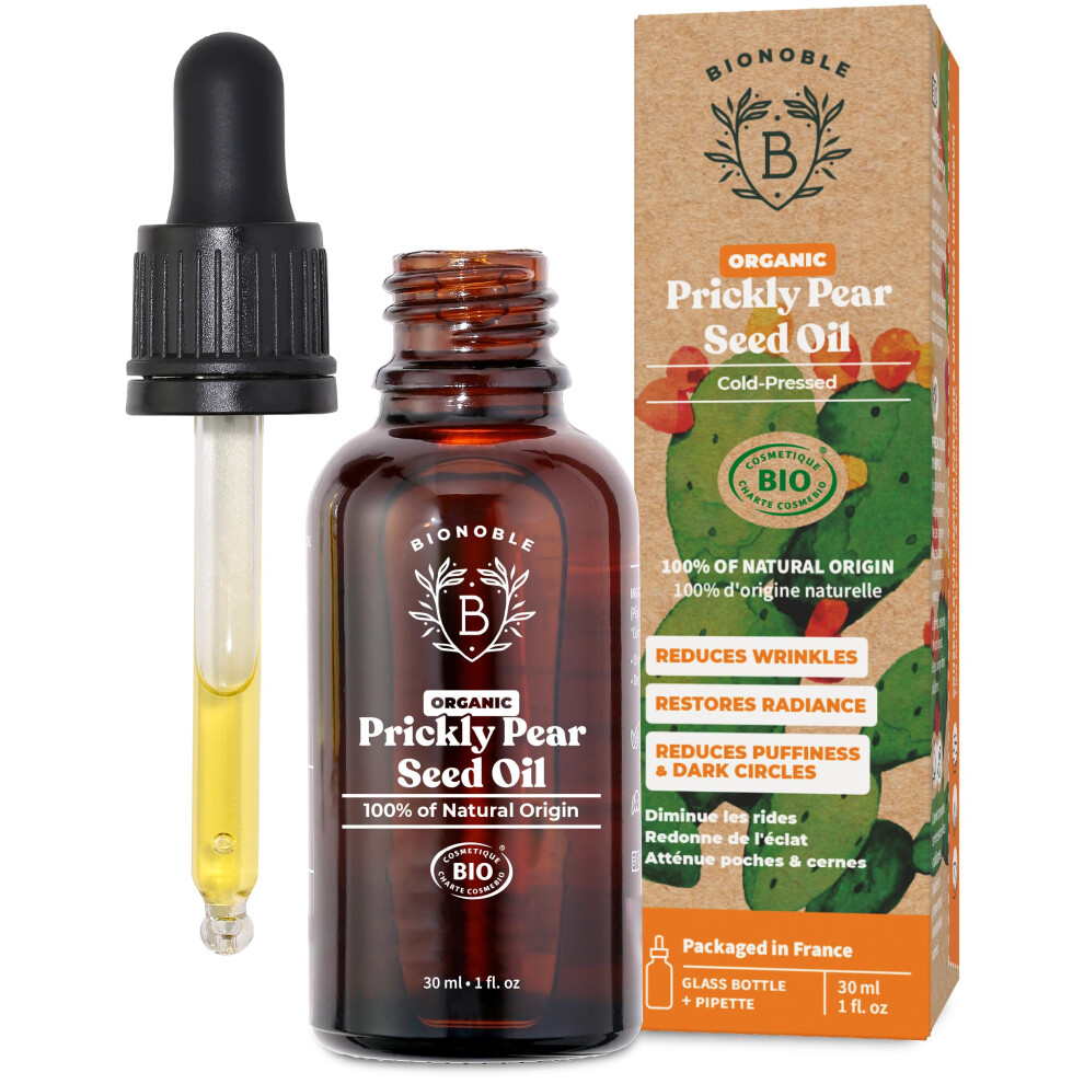 Bionoble Organic Prickly Pear Seed Oil 30Ml - 100% Pure, Natural And Cold Pressed - Face, Body, Hair, Beard, Nails - Vegan And Cruelty Free - Glass