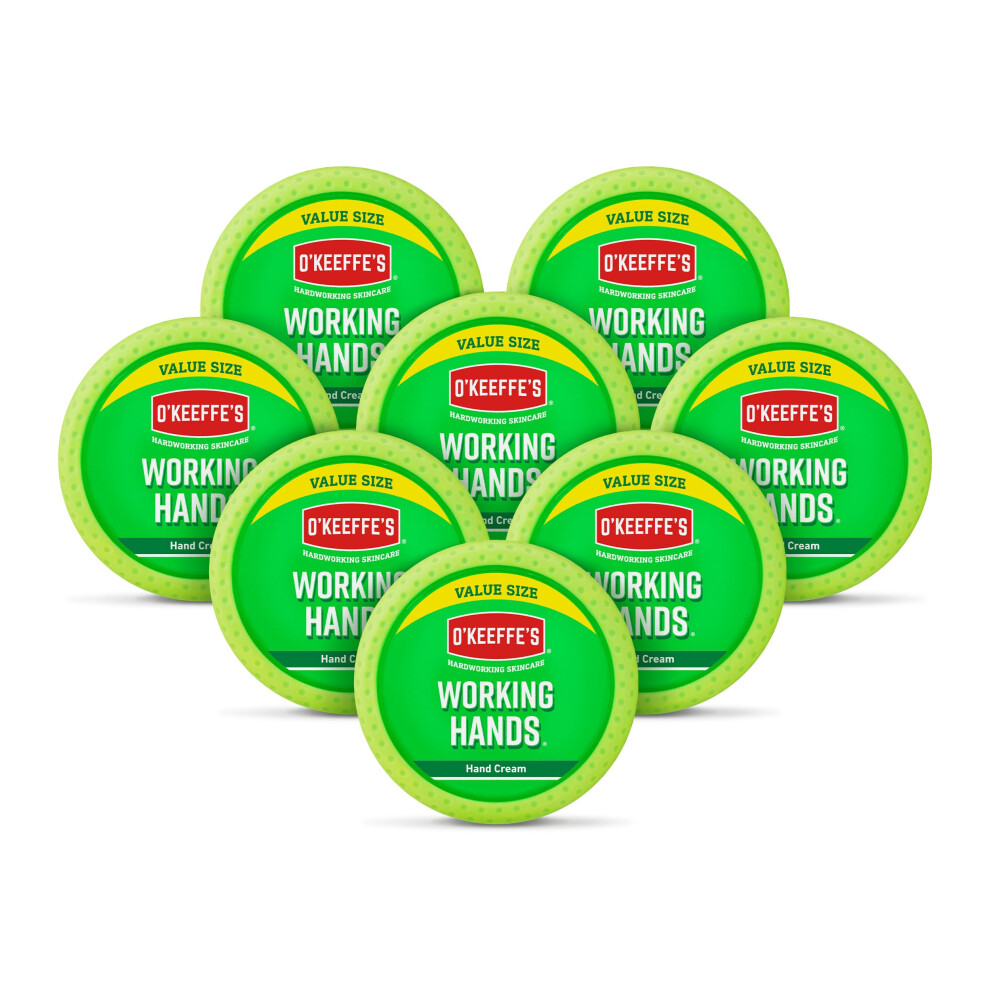 O'Keeffe's Working Hands Value Size Jar 193g (8 Pack) - Hand Cream for Extremely Dry, Cracked Hands | Instantly Boosts Moisture Levels, Creates a