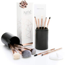 Nir? Beauty Essential Glow Set Glitter Makeup Brushes with Makeup Brush Holder and Facial Cleansing Brush