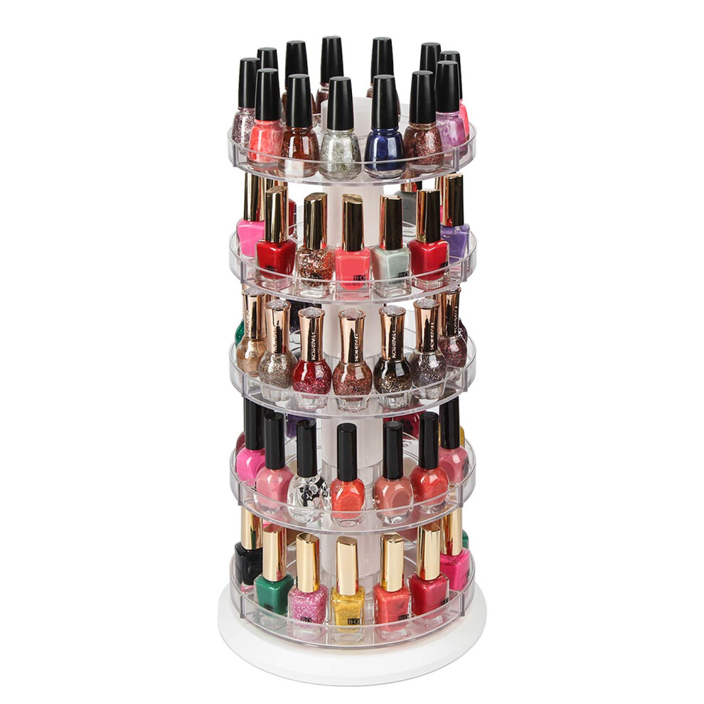 J Jackcube Design Acrylic Rotating Nail Polish Display Stand Spinning Rack Holds 115 - 195 Bottles, 5 Tier Storage Holder Organiser For Nail Polish,