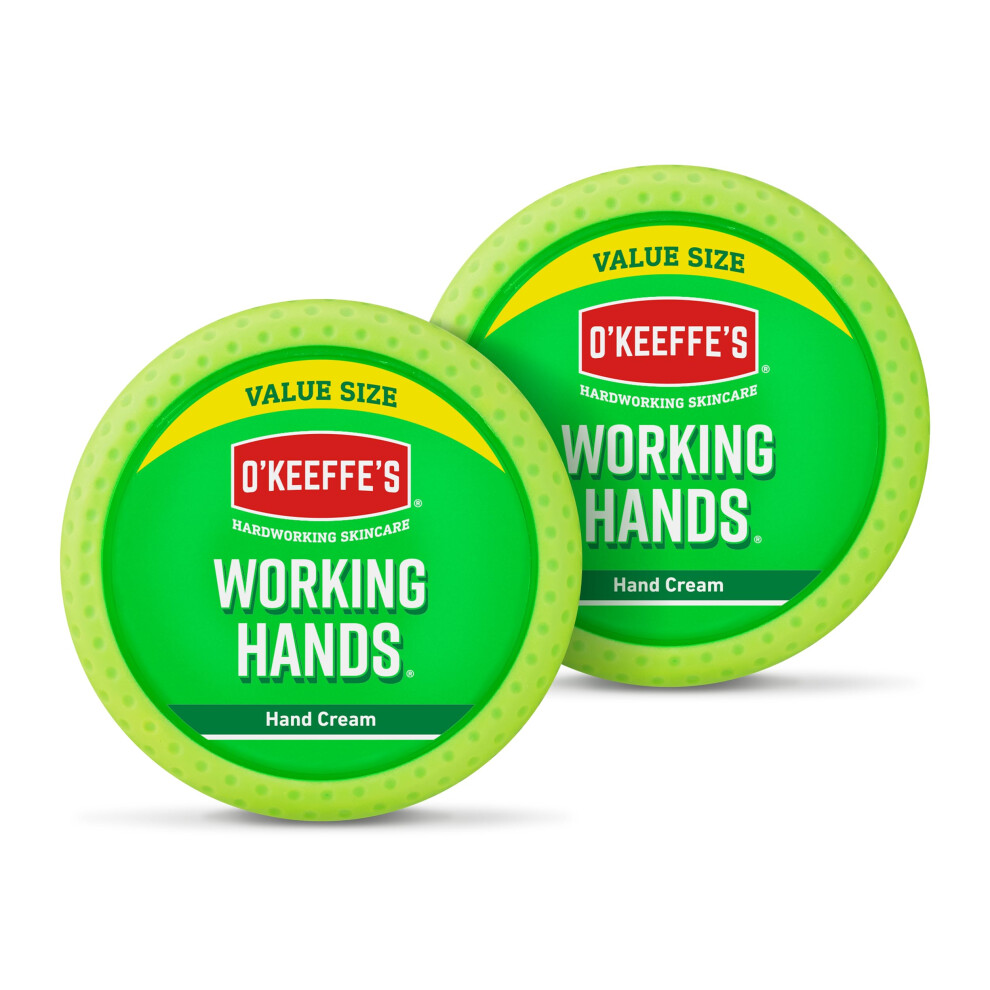 O'Keeffe's Working Hands Value Size Jar 193g (2 Pack) - Hand Cream for Extremely Dry, Cracked Hands | Instantly Boosts Moisture Levels, Creates a