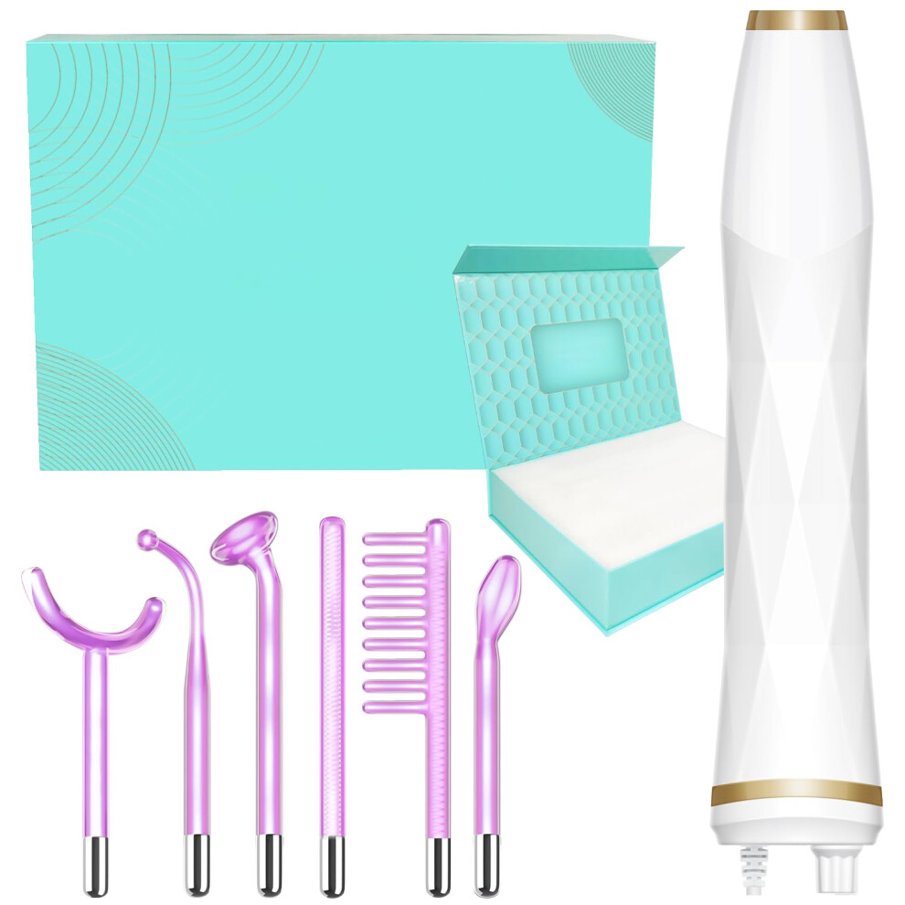 Tumakou Purple/Light High Frequency Facial Machine - Portable High Frequency Facial Skin Therapy Wand - With 6 Argon Tubes - Skin Tightening Machine