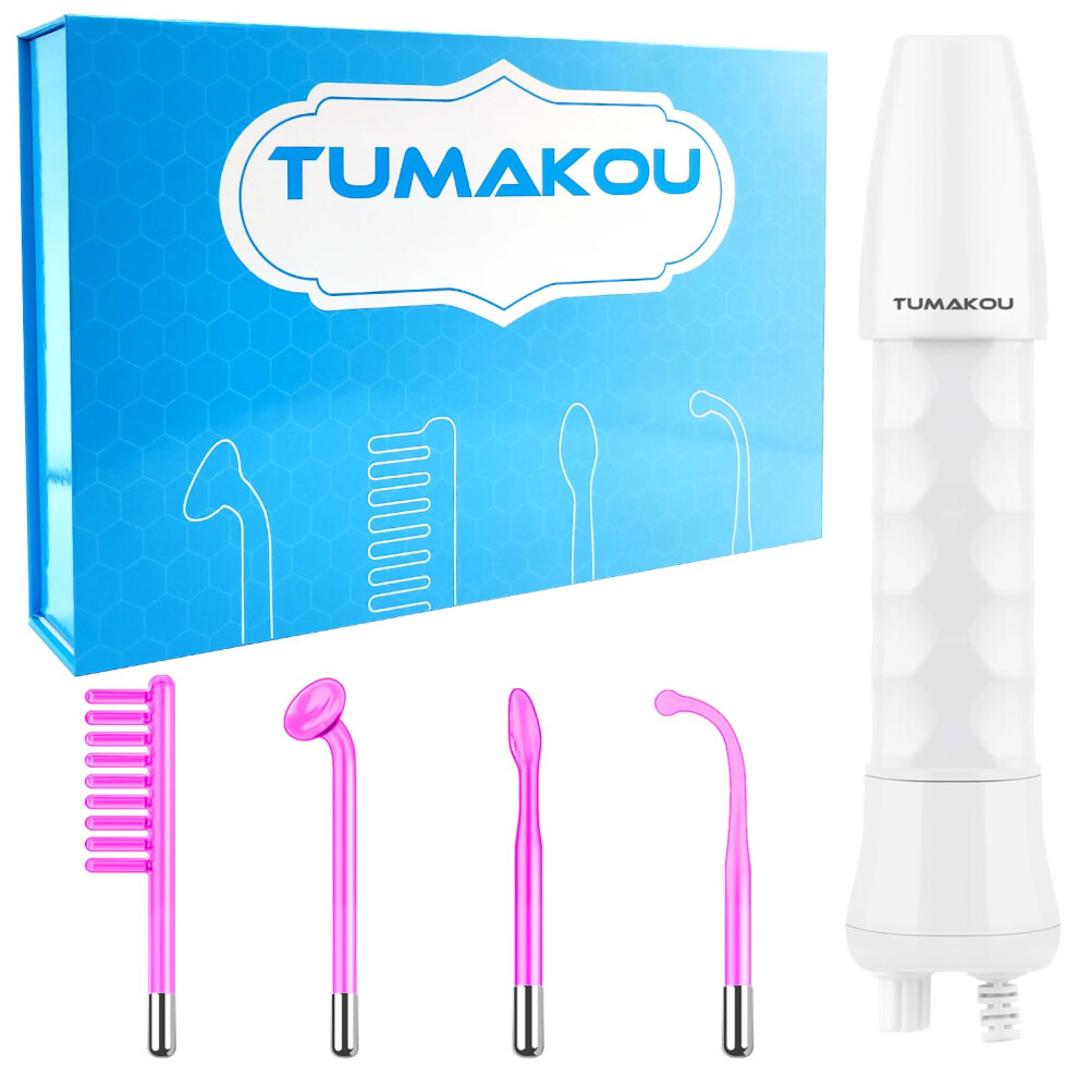 Tumakou Light High Frequency Wand - Portable Argon Therapy High Frequency Facial Skin Tightening Wand Machine For Acne,Wrinkle,Anti Aging,Hair - With
