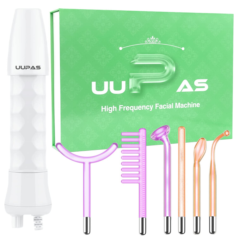 Uupas High Frequency Wand - Portable High Frequency Facial Machine With 6 Pcs Different Tubes?Neon & Argon? - Skin Tightening Machine For Acne Firming