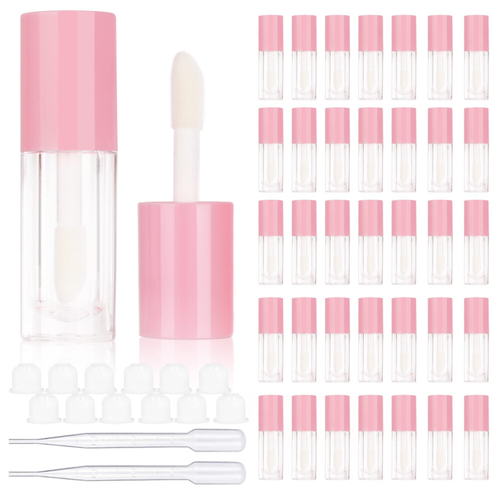 Cosidea 30Pcs Pink Empty 6Ml 0.2Oz Lip Gloss Tubes With Big Doe Foot Wand?Round Lipgloss Containers?Concealer Tube Cosmetic Packing Container Bulk