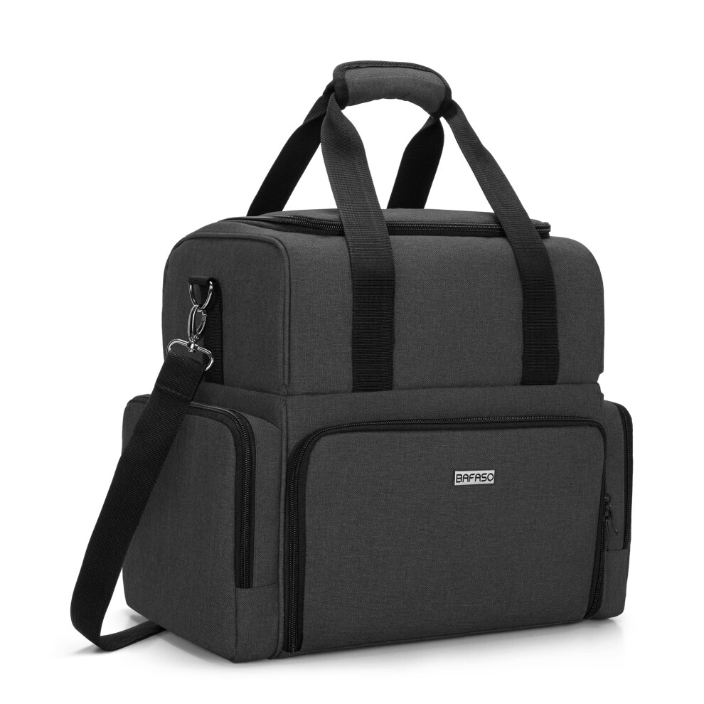 Bafaso Black 2 Layers Travel Makeup Bag With 3 Inner Removable Pouches, Cosmetic Bag With Detachable Dividers (Patented),