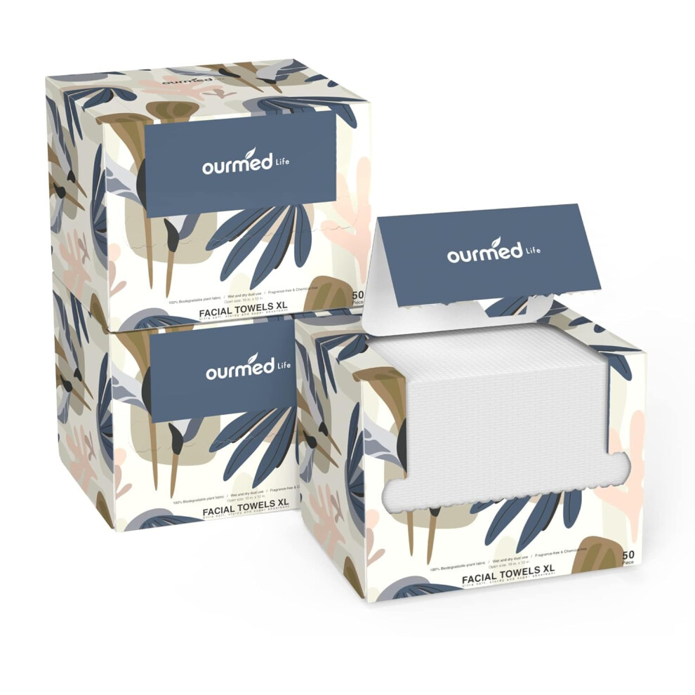 Ourmed Life Face Towels, Disposable Biodegradable Facial Towels For Sensitive Skin, Lint- Free Face Wipes For Washing Face, Skincare And Makeup