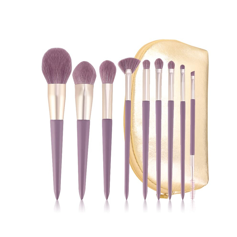 Enzo Ken Purple Natural Fiber Makeup Brushes Set With Case, Vegan Makeup Brush Set Professional By Colorful Cosmetic Brushes Makeup Set, Make Up