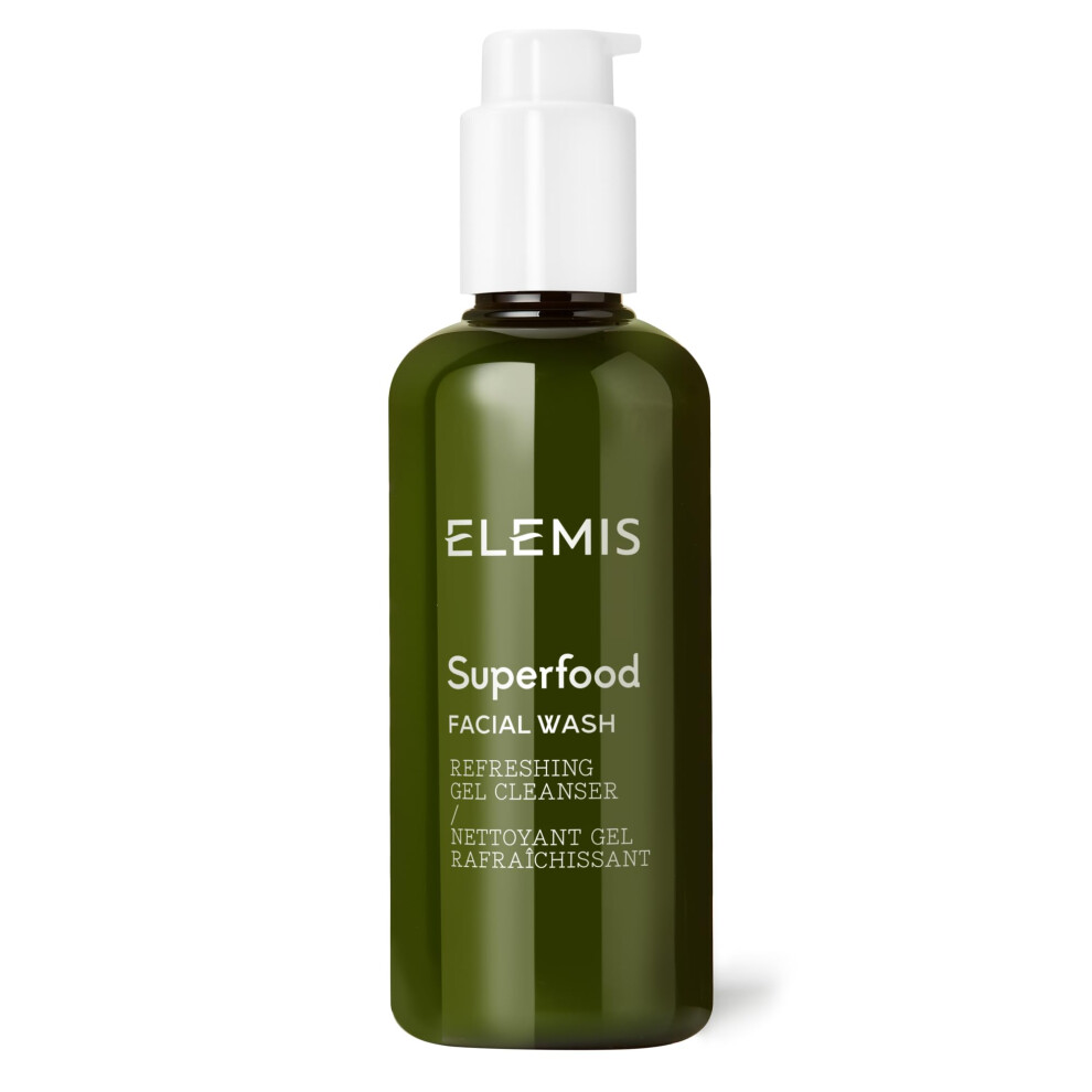 ELEMIS Superfood Face Wash 200ml, Lightweight Daily Nutrient-Rich Deep Gel to Foam Cleanser Balances & Hydrates Sensitive Skin, Refreshing,