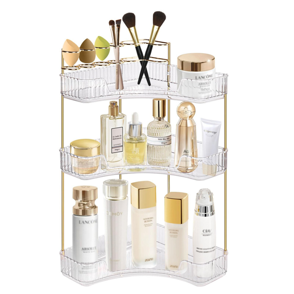 SHANNA Make Up Cosmetic Organiser: 3 Levels Transparent Beauty Corner Skin Care Adjustable Multifunctional Dressing Table Decor-image-OPC-PH2ZQ8Q-NEW
