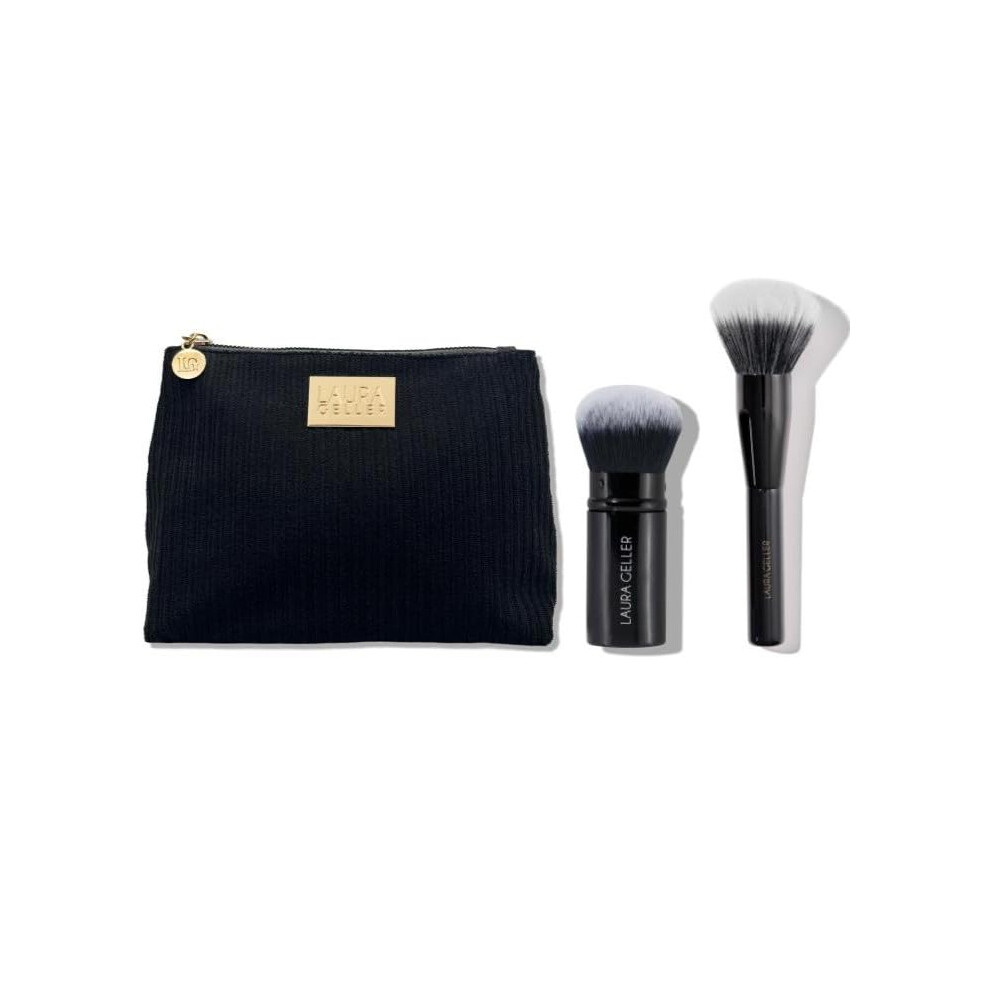 LAURA GELLER NEW YORK Corduroy Makeup Bag + 2pc Blending Beauties Brush Set