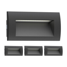 ledscom.de 4 LED recessed Wall Light ZIBAL, Downlight for Outdoors, IP65, Black matt, 140 x 70mm, 3.3 W, 209lm, Warm White