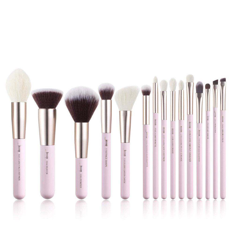 Jessup 15Pcs Makeup Brushes Make Up Tool Kit Beauty Professional Eyeshadow Power Lipstick Blending Cheeck Cosmetic Brushes Set Blushing Bride T293