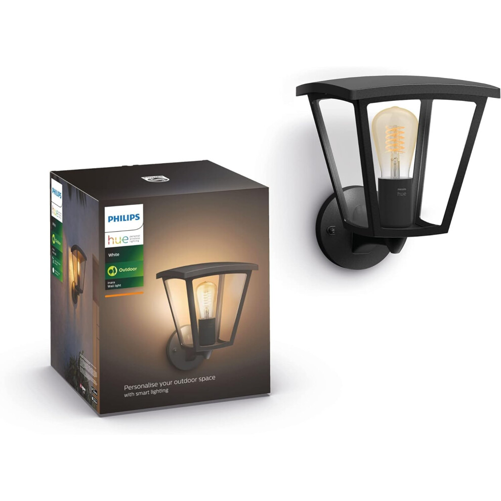 Philips Hue Inara White Smart Light Wall Lantern. (Black) for Outdoor Smart Home Lighting, Patio, Terrace and Garden