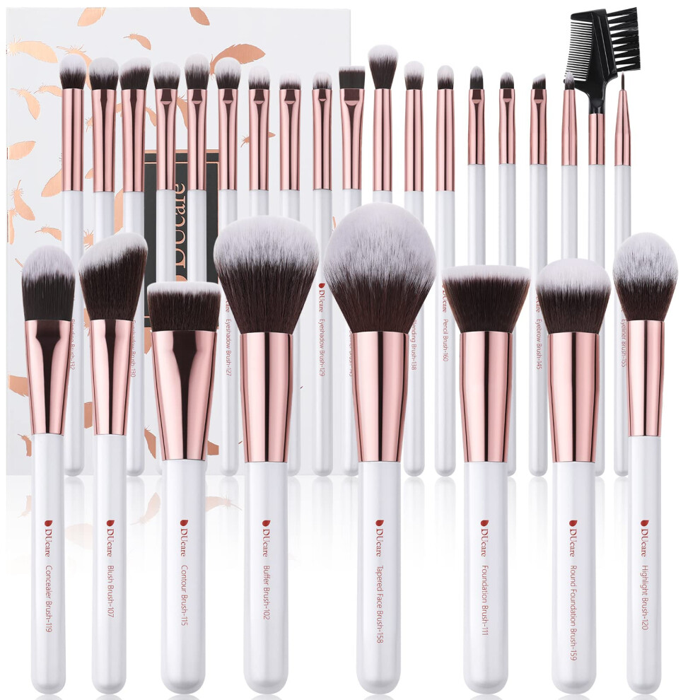 Ducare Makeup Brushes Set Professional 27Pcs Makeup Brushes Premium Synthetic Kabuki Foundation Blending Face Powder Blush Concealers Eye Shadows Make