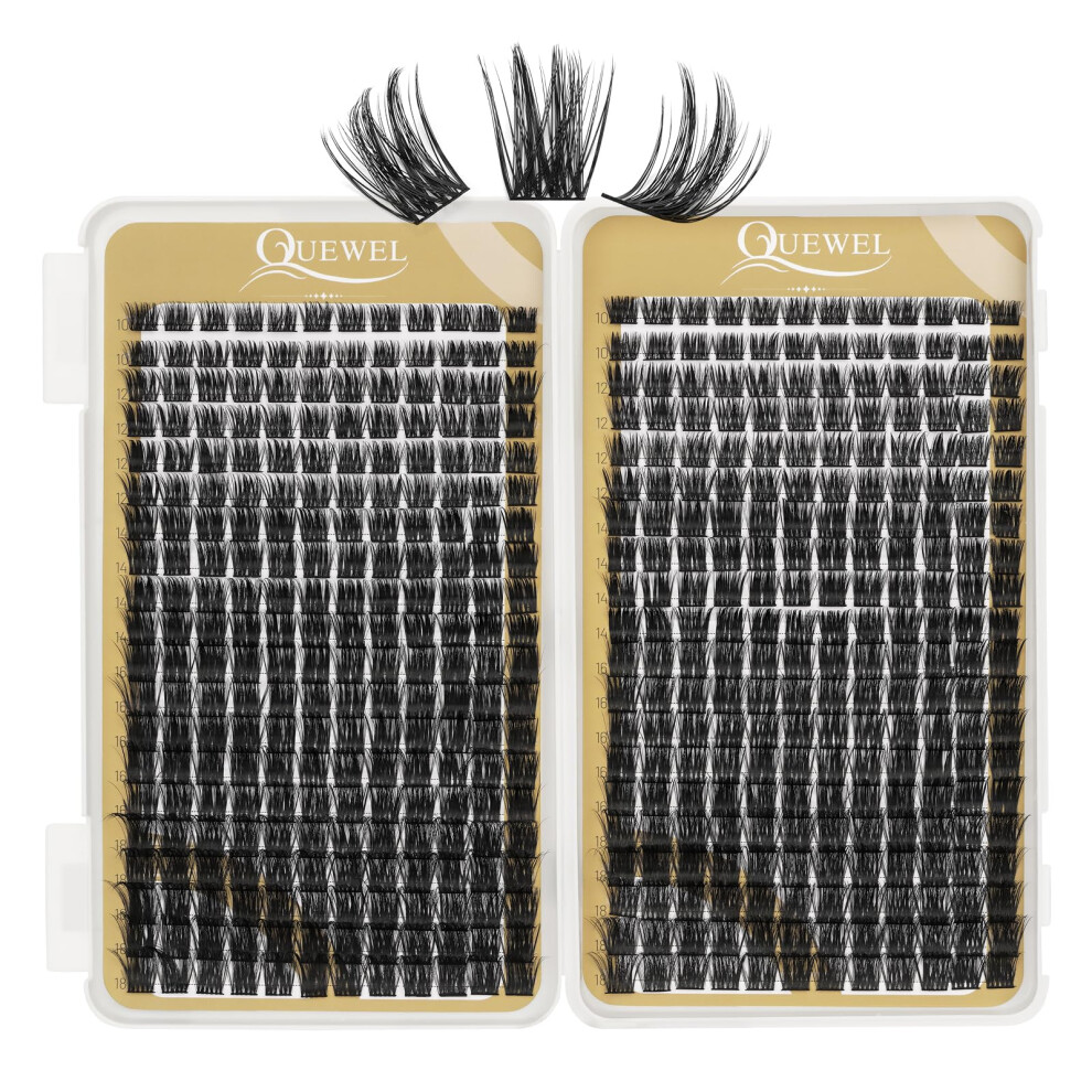 Quewel Cluster Lashes 480 Pcs Individual Eyelashes Mix10-18Mm D Curl Diy Lash Extensions Thin Band Lash Clusters Eyelashes Individual Volume False