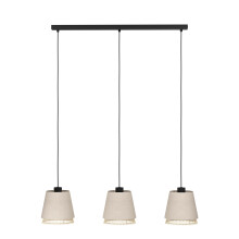 Eglo Pendant lighting Tabley, 3 lamp ceiling light fitting for dining room, natural hanging lamp made of bamboo and linen, E27 socket, 35?
