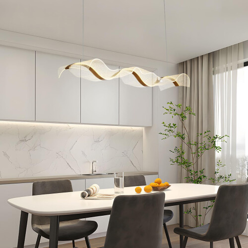 HvKvHvY Chandeliers Ceiling Light with Remote Control Dining Table Kitchen Lights Ceiling Dimmable Wave Ceiling Lights Adjustable for Kitchen Island 1