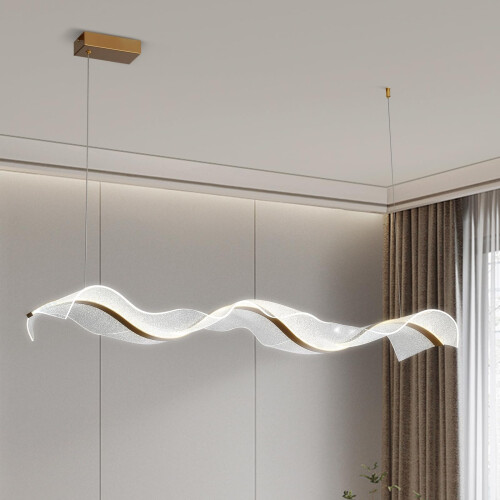 HvKvHvY Chandeliers Ceiling Light with Remote Control Dining Table Kitchen Lights Ceiling Dimmable Wave Ceiling Lights Adjustable for Kitchen Island