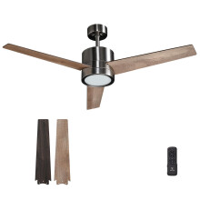Vagizm Ceiling Fan with Light for Bedroom: 52 inch Silent Ceiling Fans with dimmable Light - Remote Control - Reversible DC Motor - Walnut - 3 Blades