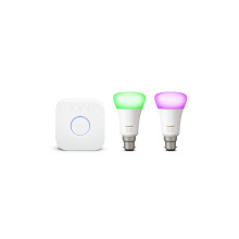Philips Hue White and Colour Ambiance Mini Starter Kit [B22 Bayonet Cap] Includes 2 Smart LED Bulbs and a Hue Bridge, Compatible with Alexa, Google