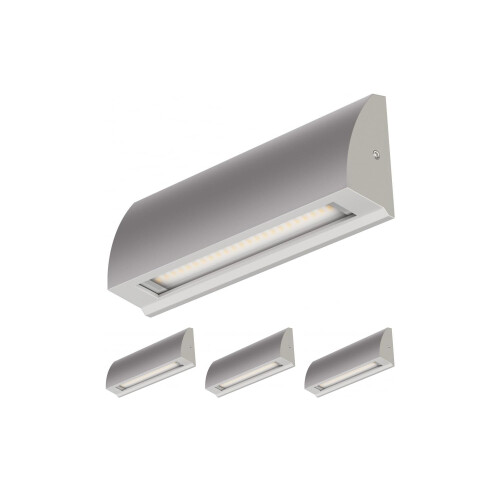 ledscom.de 4 LED Wall Light/Staircase Light SEGIN for Outdoors, IP54, Flat, Downlight, Grey matt, Angular, 6.3 W, 630lm, Cool White