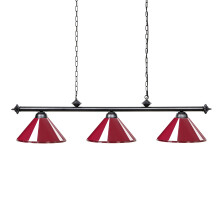 Wellmet 59-inch Hanging Pool Table Light, 3 Light Ceiling Pendant Lighting Fixture with Red/White Matte Lamp Shade, Ideal for 7Ft-9Ft Pool Tables,